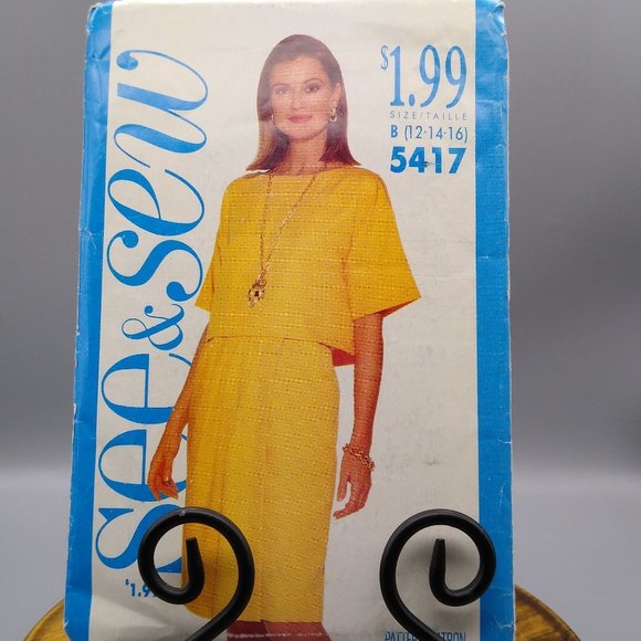 Vintage Sewing PATTERN See and Sew 5417, Butterick 1991 Misses Top and Skirt - Picture 1 of 2